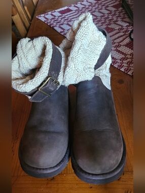 UGG Cassadee Cable Knit Slipper Boot with Label